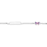 Silver 15.5cm Enamel Bow Id Curb Bracelet