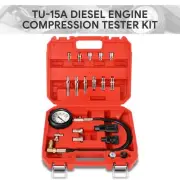 Red 1000 Psi TU-15A Steel Cylinder Diesel Engine Compression Tester Tool Kits