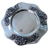 Holland Boone Polished Pewter Floral Round Platter Lead Free New other