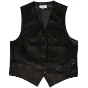New Men's Tuxedo Vest Waistcoat Only Sequins Black Wedding Party formal prom