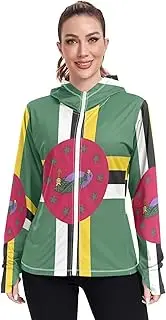[RPLIFE] Dominica Flag Official Upf Shirt Women, Upf 50+ Zip up Long Sleeve Hiking Shirt