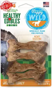 Healthy Edibles Wild Puppy Turkey Chew Treats Long-Lasting Bone Small (1 Pack)