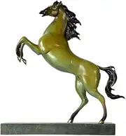 Home Decoration Bronze Horse Ornament Living Room Office Zodiac Horse Art Sculpture New Home Opening Gift Sculpture Desk Ornament(Green)
