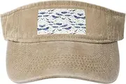 [CADREWY] Small Blue Whale Swimming Print Fashionable Casual Sport Hat Washed Baseball Cap with Adjustable Buckle Closure