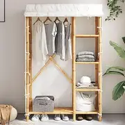 Bamboo Wardrobe 110x45x170 cm with Fabric Cover, Spacious 4-Shelf Design, Lightweight and Water-Resistant Organsizer for Bedroom Closet, Clothes Storage Armoire