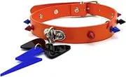 EverGlimp Five Night Freddy Collar Choker Necklace, With Bow And Thunder Accents|Spiked Choker|Inspired by Gaming Scary Monster Characters|Perfect for Punk Rock PU Leather Jewelry