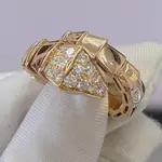 凱莉二手 正品 BVLGARI 寶格麗 SERPENTI系列 貝母蛇型戒指 18K玫瑰金鑽石戒指 AN855318