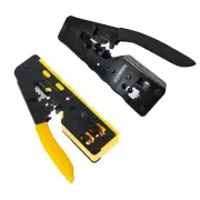RJ45 Crimp Tool Pass Through Crimper Cutter Kit for Cat6 Cat5 Cat7 Network Cable