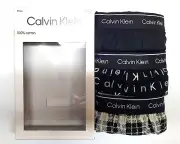 Calvin Klein Men's 100% Cotton Slim Fit Boxers 3-Pack Black/Printed