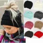 Women's Ponytail Beanie Ribbed Winter Messy Bun Cable Warm Soft Knit Hat