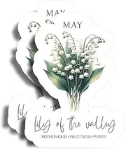 May Lily of The Valley Motherhood Sweetness Purity Magnet - 5" On Longest Side - Flowers Birthdays - 2 Pack - Thick Strong Magnet - Magnet for Fridge, Toolbox, Cars - Made in USA - PLDFMAG0725