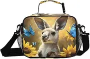 Insulated Lunch Box Kangaroo Sunflower Butterfly for Women Men - Ideal for Work, Picnics - Includes Adjustable Shoulder Strap