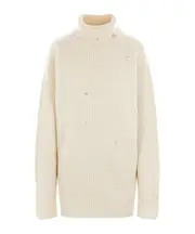 Ann Demeulemeester High-Neck Long-Sleeved Sweater S,M White