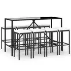 9-Piece Outdoor Bar Set Garden Patio Dining Bistro Stools Chairs Table Rattan