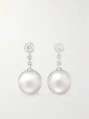 [Mikimoto] Mikimoto - 18-karat White Gold, Pearl And Diamond Earrings - One size One size White