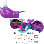 Polly Pocket Sparkle Cove Adventure Narwhal Adventurer Boat Playset with 2...