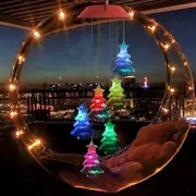 LED Solar Christmas Tree Wind Chime Lights -Red