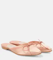 [Manolo Blahnik] Manolo Blahnik Ballerimu leather-trimmed satin mules AU 11 pink