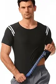 Workout Sweat Vest - Sauna Shirt - Sauna Sweat Vest, Easy Workout, Short Compression Suit For Men, Sports T-Shirt, Body Shaping Shirt, C