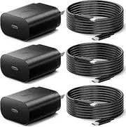 Aerostralia Super Fast Charger Compatible with Samsung - 3Pack 25W USB C Fast Charging with Cable, USB-C Wall Charger Compatible with Samsung Galaxy S25 Ultra/S25+/S24+/S23/S22/S21, Galaxy S10/S9/A54