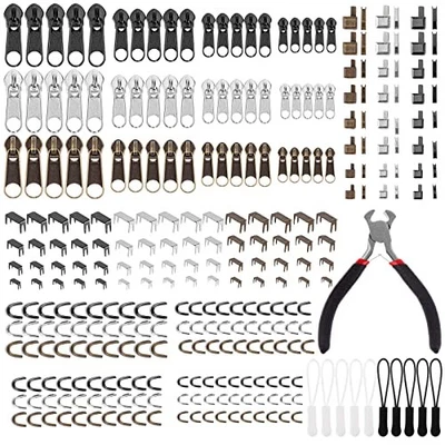 275 Pcs Zipper Repair Kit - Replacement Zipper Pulls & Sliders Set with