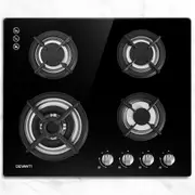 Devanti Gas Cooktop 60cm 4 Burner Black