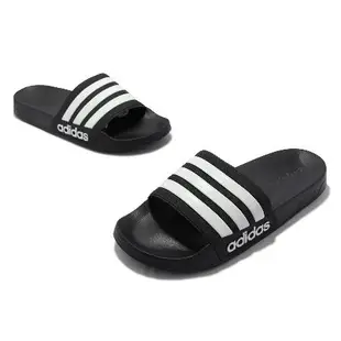 adidas 拖鞋 Adilette Shower Q彈 舒適中底 黑白 三條線 男女鞋 愛迪達 GZ5922