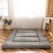 [MAXYOYO] Japanese Futon Mattress Floor Mattress, Thicken Tatami Mat Sleeping Pad Foldable Roll Up Mattress Dormitory Mattress Pad Floor Lounger Pillow Bed (Dark Gray, Double)