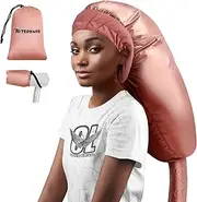 Bonnet Hair Dryer Attachment: Upgraded Extra Large Adjustable Hair Dryer Cap - Easy to Use for Natural Curly Textured Hair Care Styling Fast Drying - Rose Gold