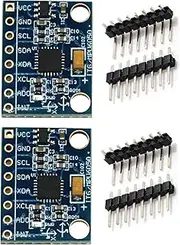 DIGISHUO 2Pcs GY-521 MPU-6050 MPU6050 3 Axis Accelerometer Gyroscope Module 6 DOF 6-axis Accelerometer Gyroscope Sensor Module 16 Bit AD Converter Data Output IIC I2C for Arduino
