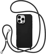 ZTOFERA for iPhone 16 Pro Case with Strap,Crossbody Phone Case with Adjustable Neck Shoulder Lanyard,Soft Silicone Shockproof Protective Phone Cover for iPhone 16 Pro 6.3 inch-Black