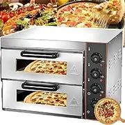 Commercial Pizza Oven, Multipurpose 16 inch Electric Oven with Pizza Pan, 3 Temperature Controls, Stainless Steel Pizza Oven Countertop for Restaurant Home Use