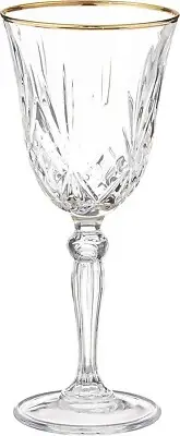 Siena Collection Crystal White Wine Glass with Gold Band Design Set of 4