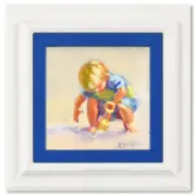 Lucelle Raad "Three Boys" Framed Original Acrylic Painting on Board Hand Signed