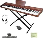 Longeye Piano Keyboard 88 Keys Wooden Electric Piano Semi Weighted Digital Piano for Beginner & Professional with Piano Stand, Music Rest, Headphones MOLD2 Walnut