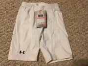 New Under Armour Girls' Compression Fit Shorts - White Shorts - Inseam 5"