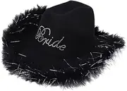 yuksok Cowboy Hat Casual Decorative Adults Sunhat for Club Festival Props Wedding Beach, Black