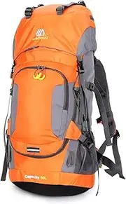60L Hiking Backpack Camping Mountain Cycling Backpack Sport Bag with Rain Cover Orange