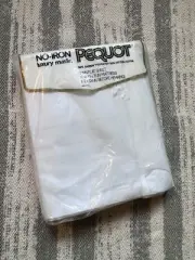 Vintage No-Iron Luxury Muslin Pequot Twin Flat Sheet, White, NOS
