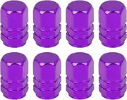 X AUTOHAUX 8pcs Purple Tire Stem Valve Caps Wheel Valve Covers Car Dustproof Hexagon Shape Aluminium Alloy Tire Cap