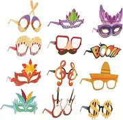 CHILDWEET Funny Carnival Glasses Set 12pcs Party Eyewear Props Dress Costume Decor Festival Glasses Decor Photo Booth