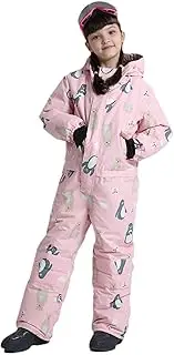 [Generic] Kids Winter Ski Suit - Windproof Boys Girls Piece Snowsuits - Flexible Cute Ski Jumpsuits Coveralls Snowboard Jacket Coats for
