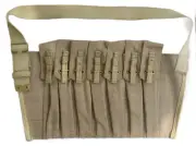 British Sten Gun 7 Pocket 1944 WWII Magazine Pouch Bandolier- Light KHAKI