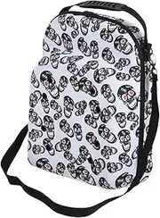 [Generic] Travel Hat Case, Travel Case | Skull Ball Lid Storage Organizer | Adjustable Shoulder Strap, Hat Storage Box, Lid with Pair Handle, White/Dark Grey , Consulte la descripción, See description