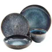 GIBSON elite Dinnerware Sets Stoneware Stackable Residential Round Dark Blue