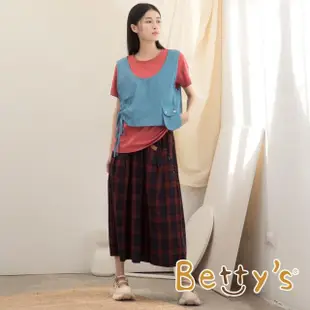 【betty’s 貝蒂思】假兩件牛仔背心上衣(桃紅)