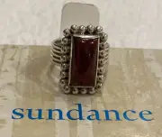 NWT Sundance Catalog Silver “Bordered Garnet Ring” Size 5 $148