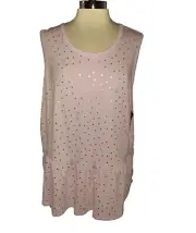 NEW LANE BRYANT Plus Size 3X 22W 24W Tank Top Shirt Purple Shiny Silver Dots