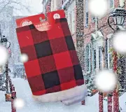 Tree Skirt Mini Red & Black Check Design Christmas House 18 Inch Faux Fur Edge