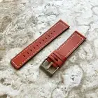 Orange Soft Leather Band Strap with White Stitches for Fitbit Versa 3 4 Sense 2